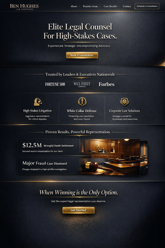 Modern attorney website homepage layout designed to rank on Google and convert visitors into clients